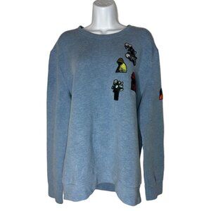 Christian Dior Women's Sz 3XL Embroidered Patch Crew Neck Stretch Sweater(1546)